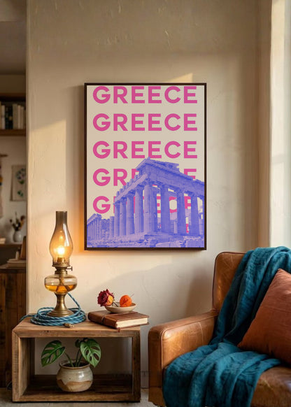 Cuadro Decorativo Travel, Partenón, Grecia, Rosa Violeta