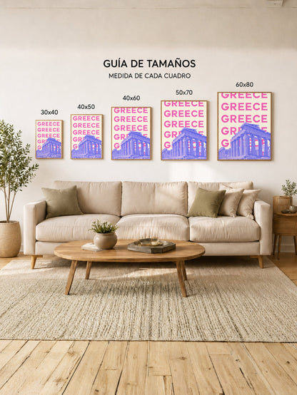 Cuadro Decorativo Travel, Partenón, Grecia, Rosa Violeta