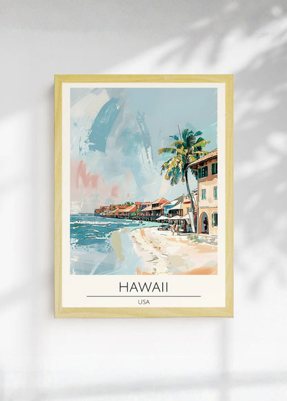 Cuadro Decorativo Travel, Hawaii USA, Ilustración Costa