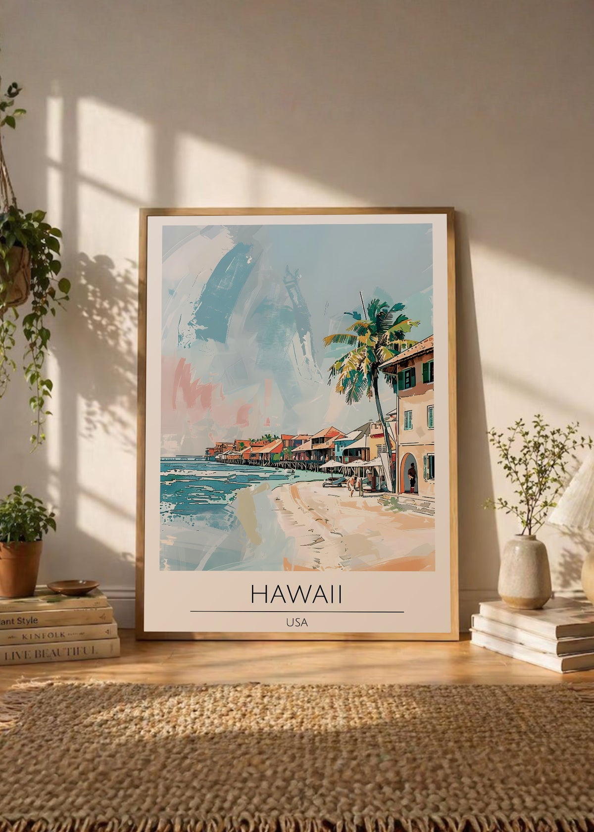 Cuadro Decorativo Travel, Hawaii USA, Ilustración Costa
