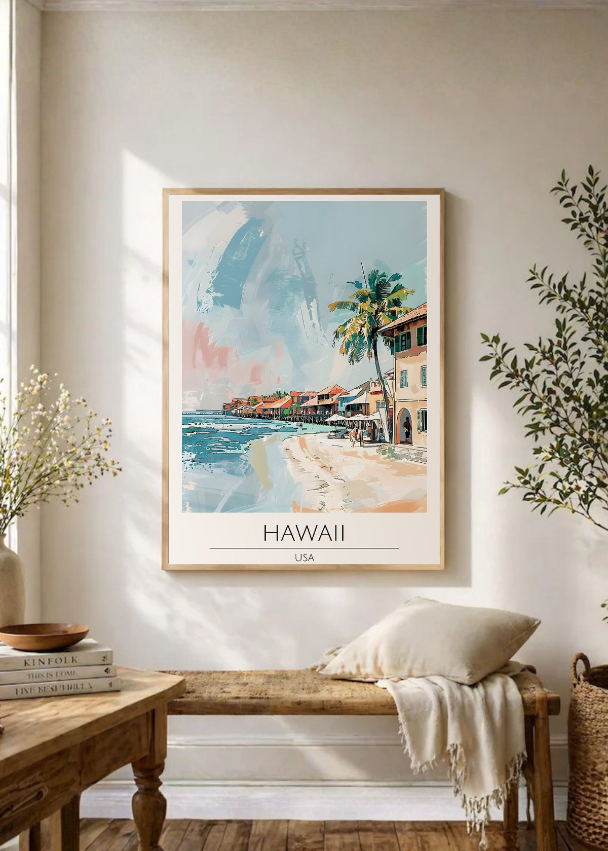 Cuadro Decorativo Travel, Hawaii USA, Ilustración Costa