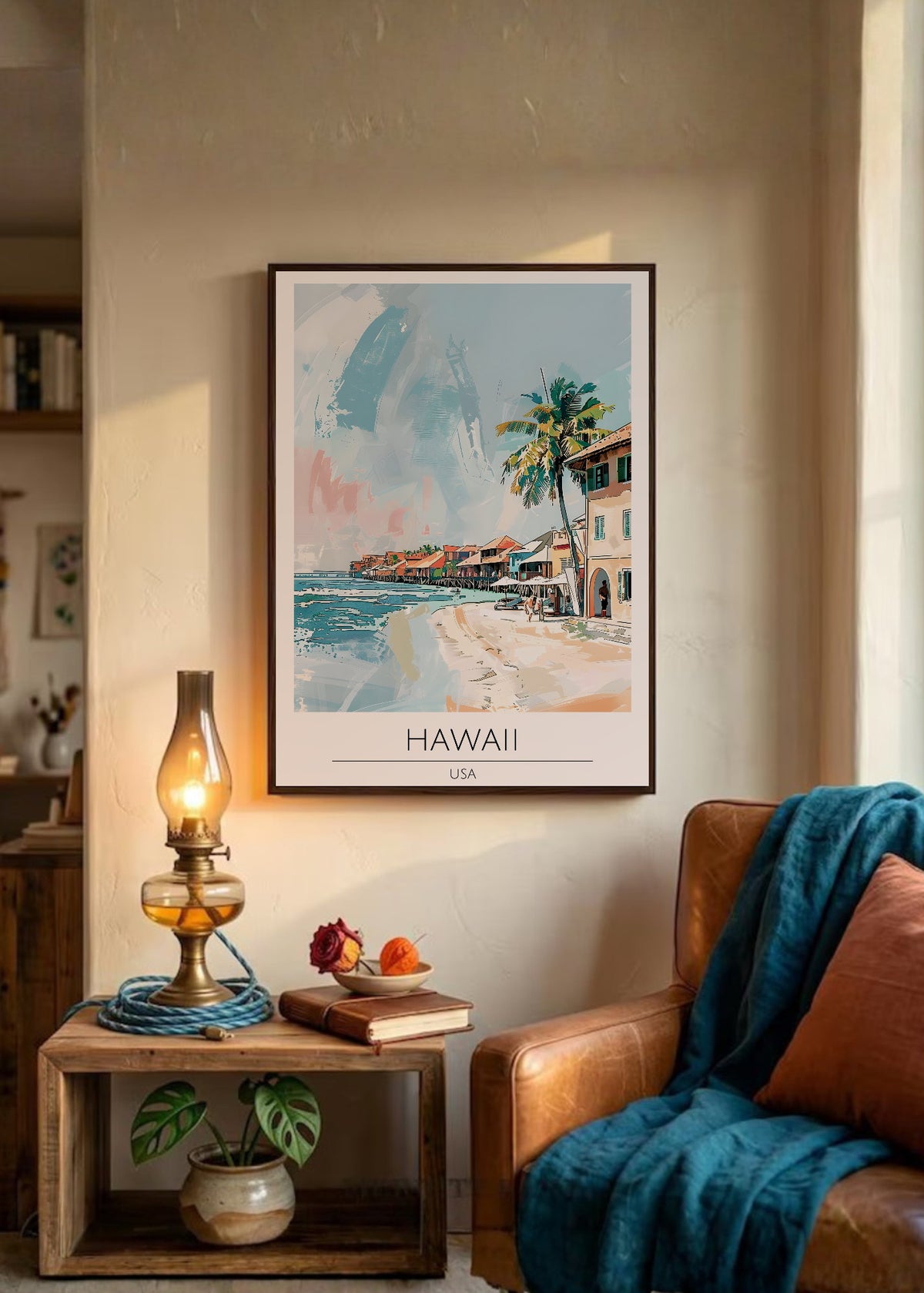 Cuadro Decorativo Travel, Hawaii USA, Ilustración Costa
