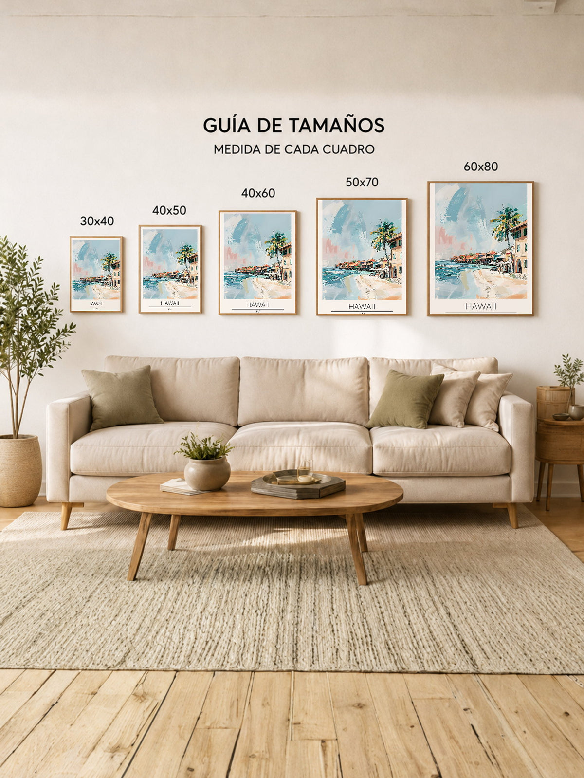 Cuadro Decorativo Travel, Hawaii USA, Ilustración Costa