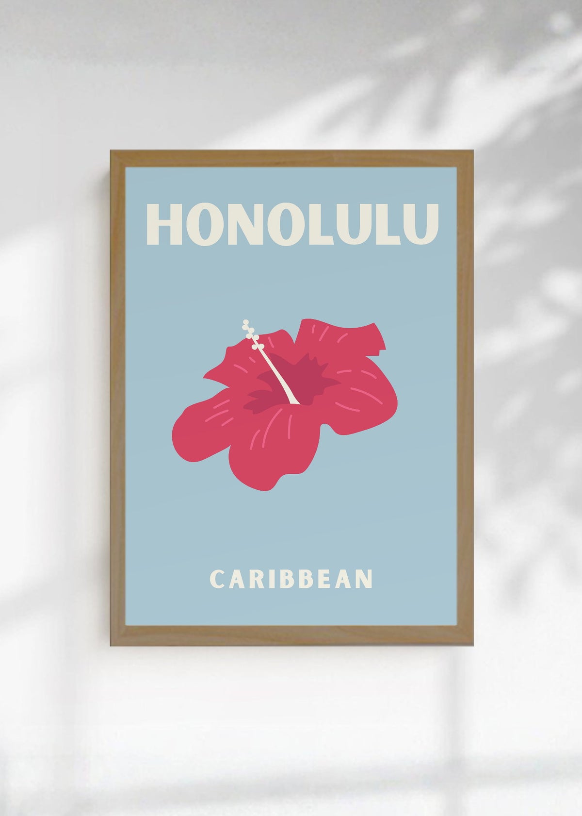 Cuadro Decorativo Travel, Honolulu, Hibisco Gris Azul