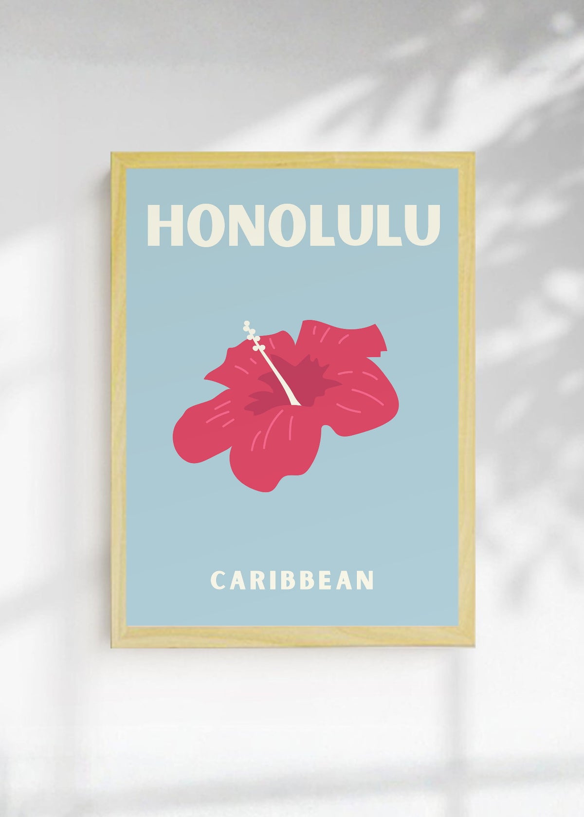 Cuadro Decorativo Travel, Honolulu, Hibisco Gris Azul
