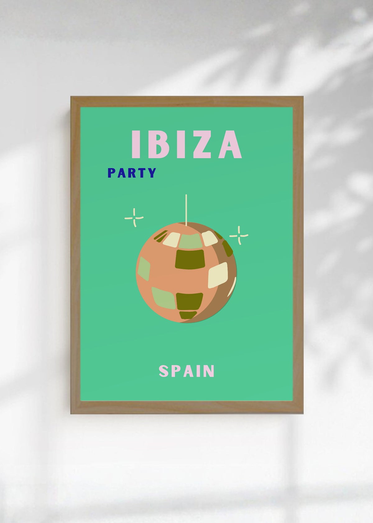 Cuadro Decorativo Travel, Ibiza, España, Bola Disco Verde