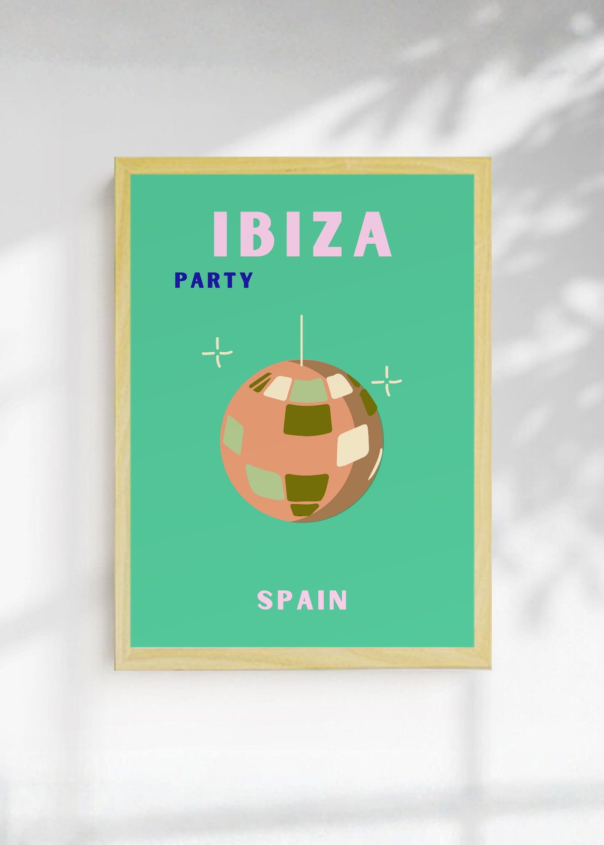 Cuadro Decorativo Travel, Ibiza, España, Bola Disco Verde