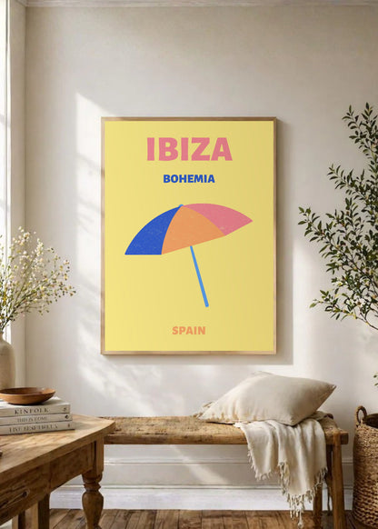 Cuadro Decorativo Travel, Ibiza, España, Sombrilla Amarillo II