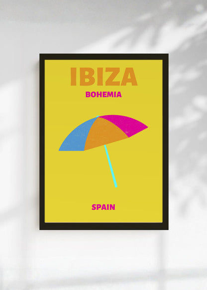 Cuadro Decorativo Travel, Ibiza, España, Sombrilla Amarillo