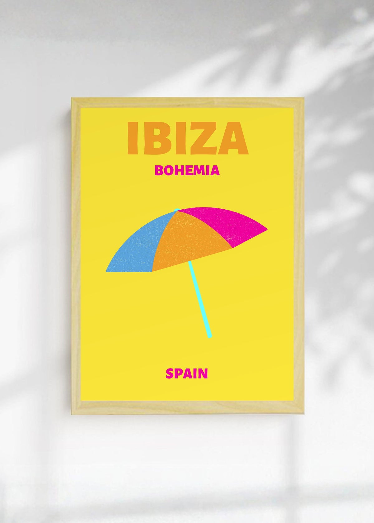 Cuadro Decorativo Travel, Ibiza, España, Sombrilla Amarillo