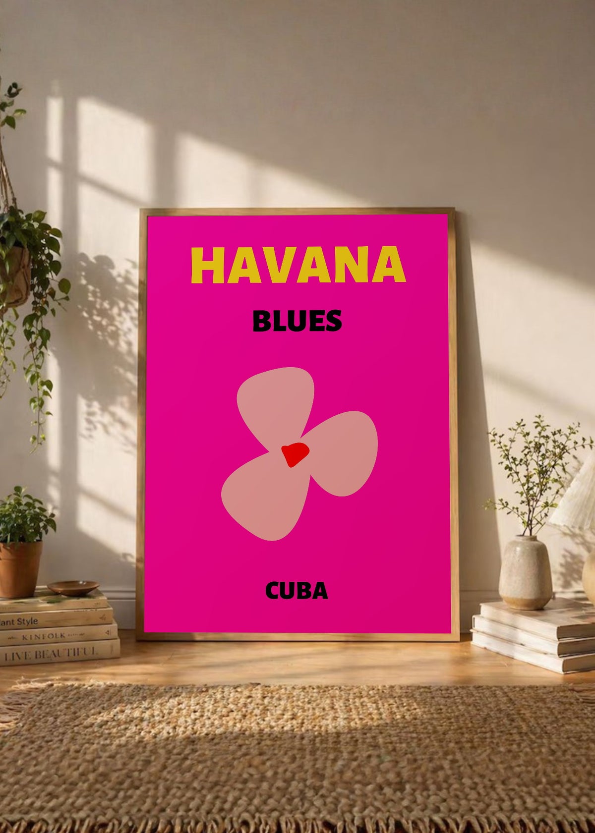 Cuadro Decorativo Travel, La Habana, Cuba, Flor Magenta