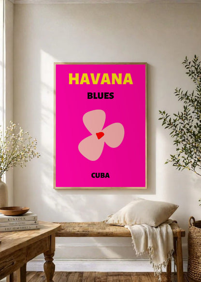 Cuadro Decorativo Travel, La Habana, Cuba, Flor Magenta