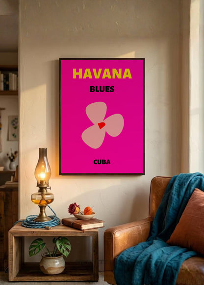 Cuadro Decorativo Travel, La Habana, Cuba, Flor Magenta
