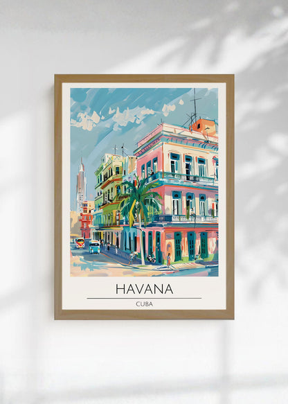 Cuadro Decorativo Travel, La Habana, Cuba, Ilustración Ciudad