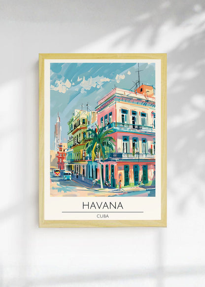 Cuadro Decorativo Travel, La Habana, Cuba, Ilustración Ciudad