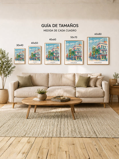 Cuadro Decorativo Travel, La Habana, Cuba, Ilustración Ciudad