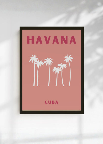 Cuadro Decorativo Travel, La Habana, Cuba, Palmeras Rosa
