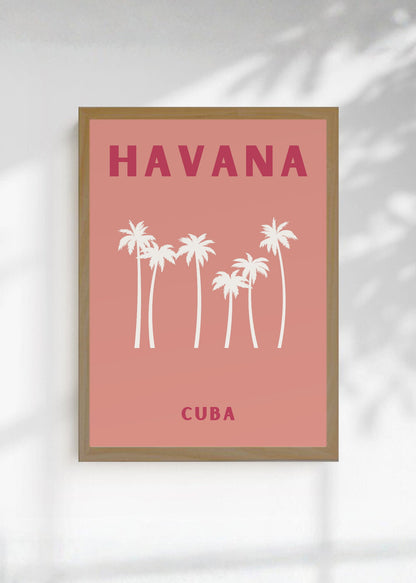 Cuadro Decorativo Travel, La Habana, Cuba, Palmeras Rosa