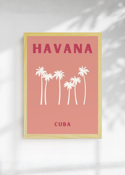 Cuadro Decorativo Travel, La Habana, Cuba, Palmeras Rosa