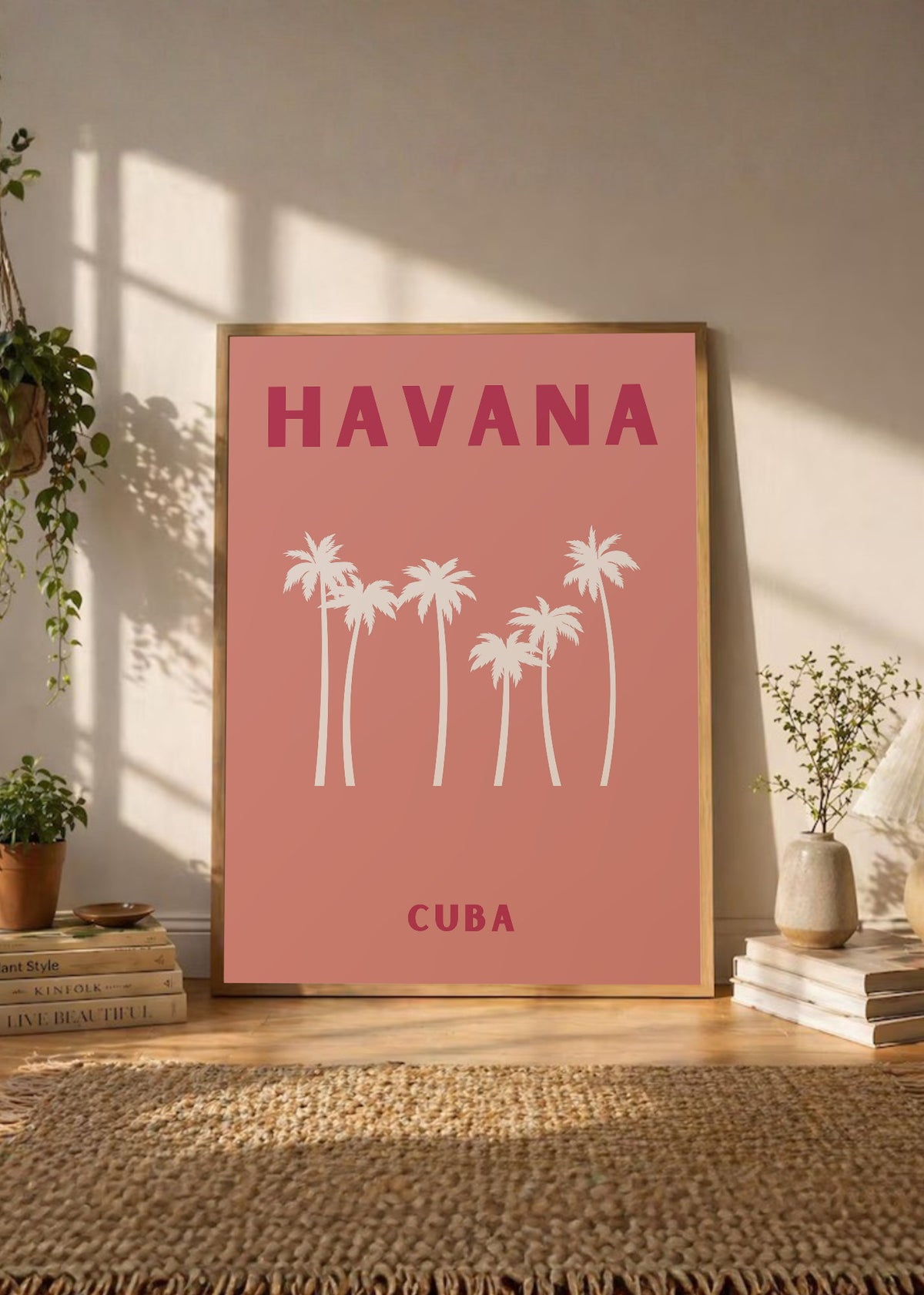 Cuadro Decorativo Travel, La Habana, Cuba, Palmeras Rosa