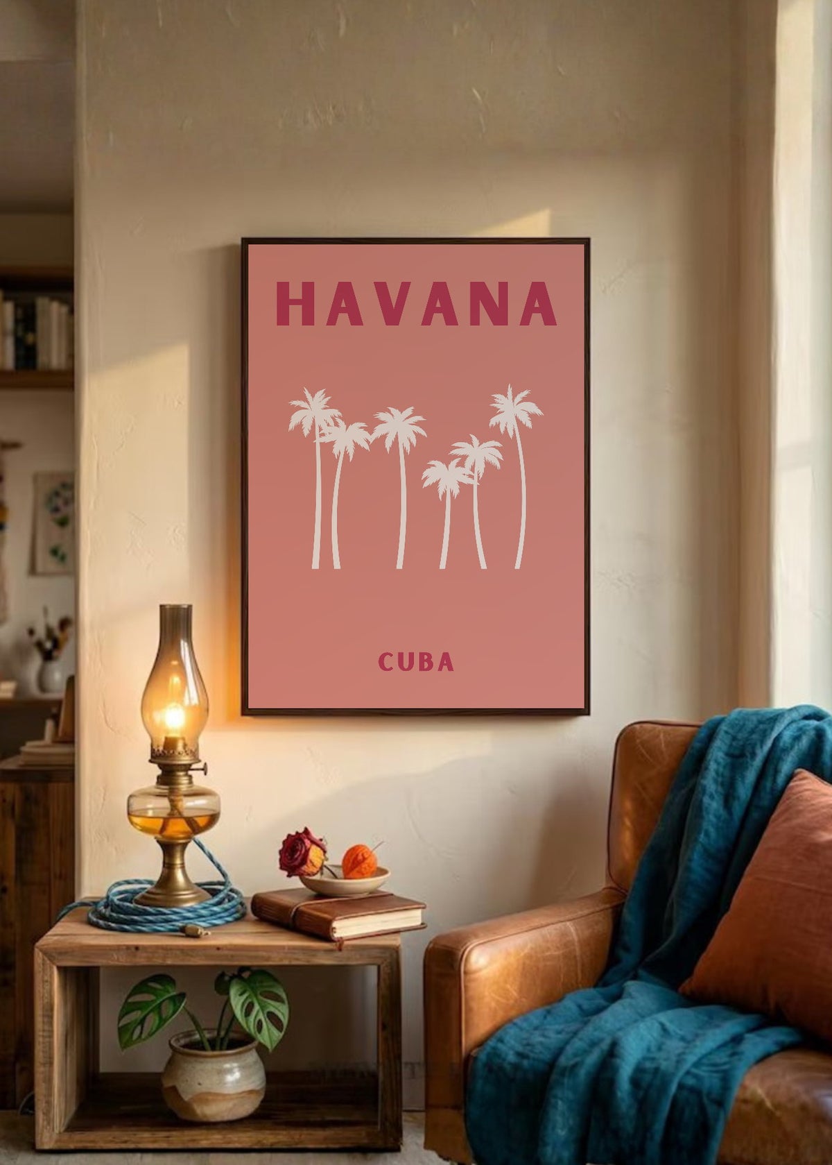 Cuadro Decorativo Travel, La Habana, Cuba, Palmeras Rosa