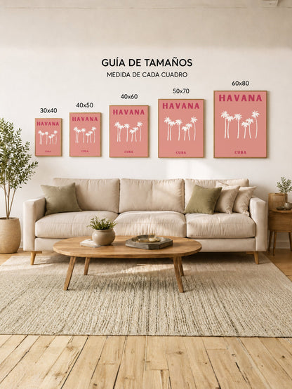 Cuadro Decorativo Travel, La Habana, Cuba, Palmeras Rosa