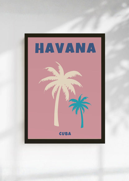 Cuadro Decorativo Travel, La Habana, Cuba, Palmeras Terracota