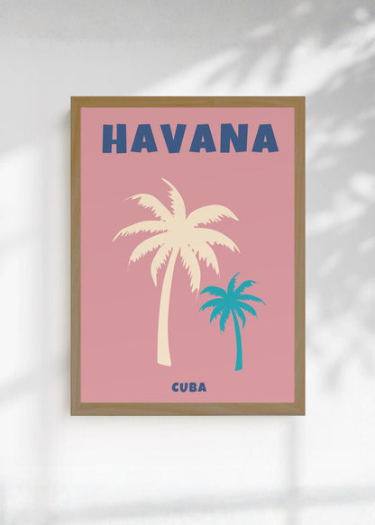 Cuadro Decorativo Travel, La Habana, Cuba, Palmeras Terracota