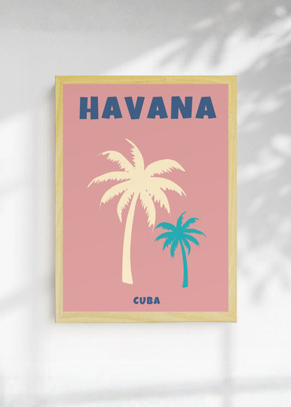 Cuadro Decorativo Travel, La Habana, Cuba, Palmeras Terracota