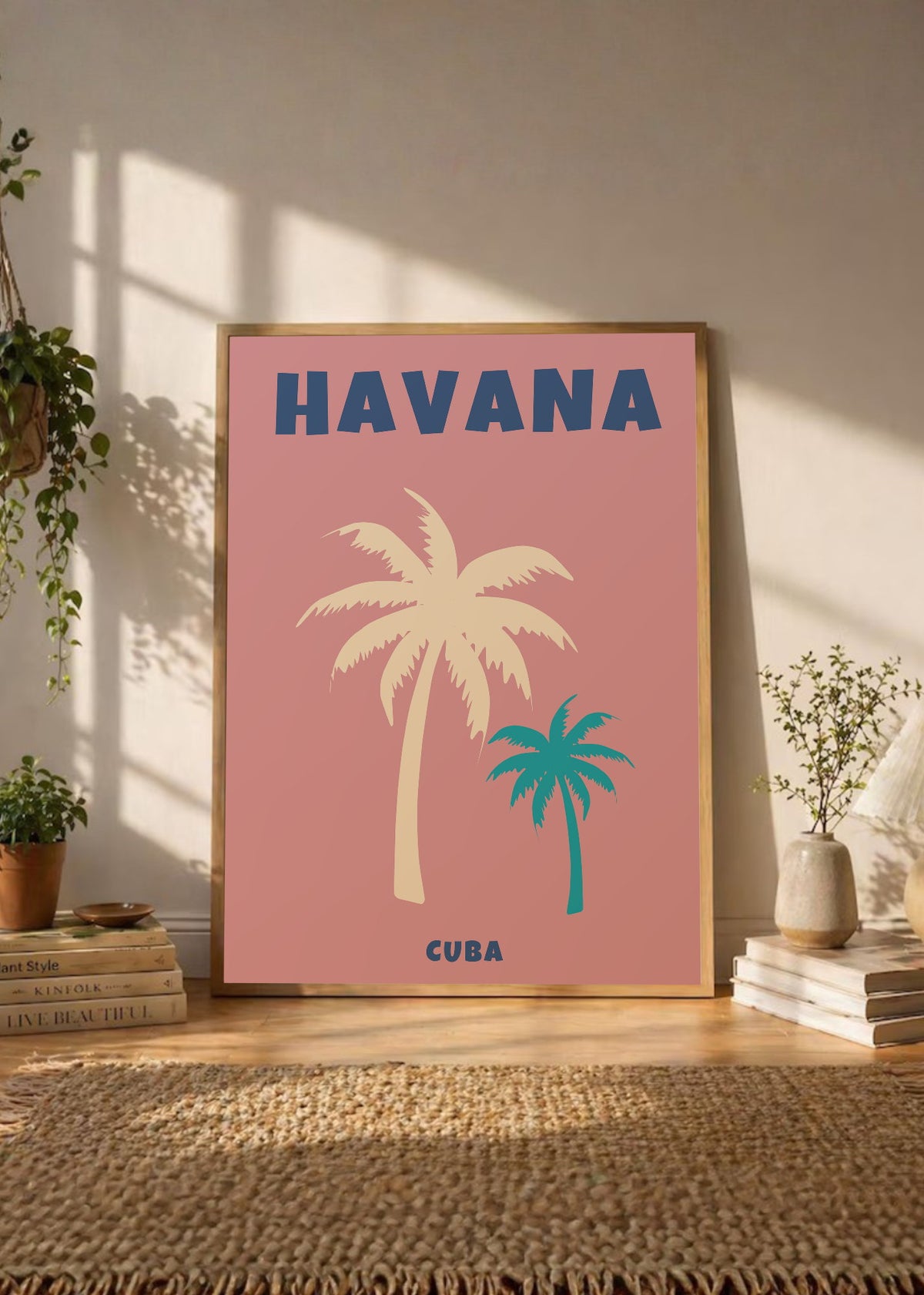 Cuadro Decorativo Travel, La Habana, Cuba, Palmeras Terracota