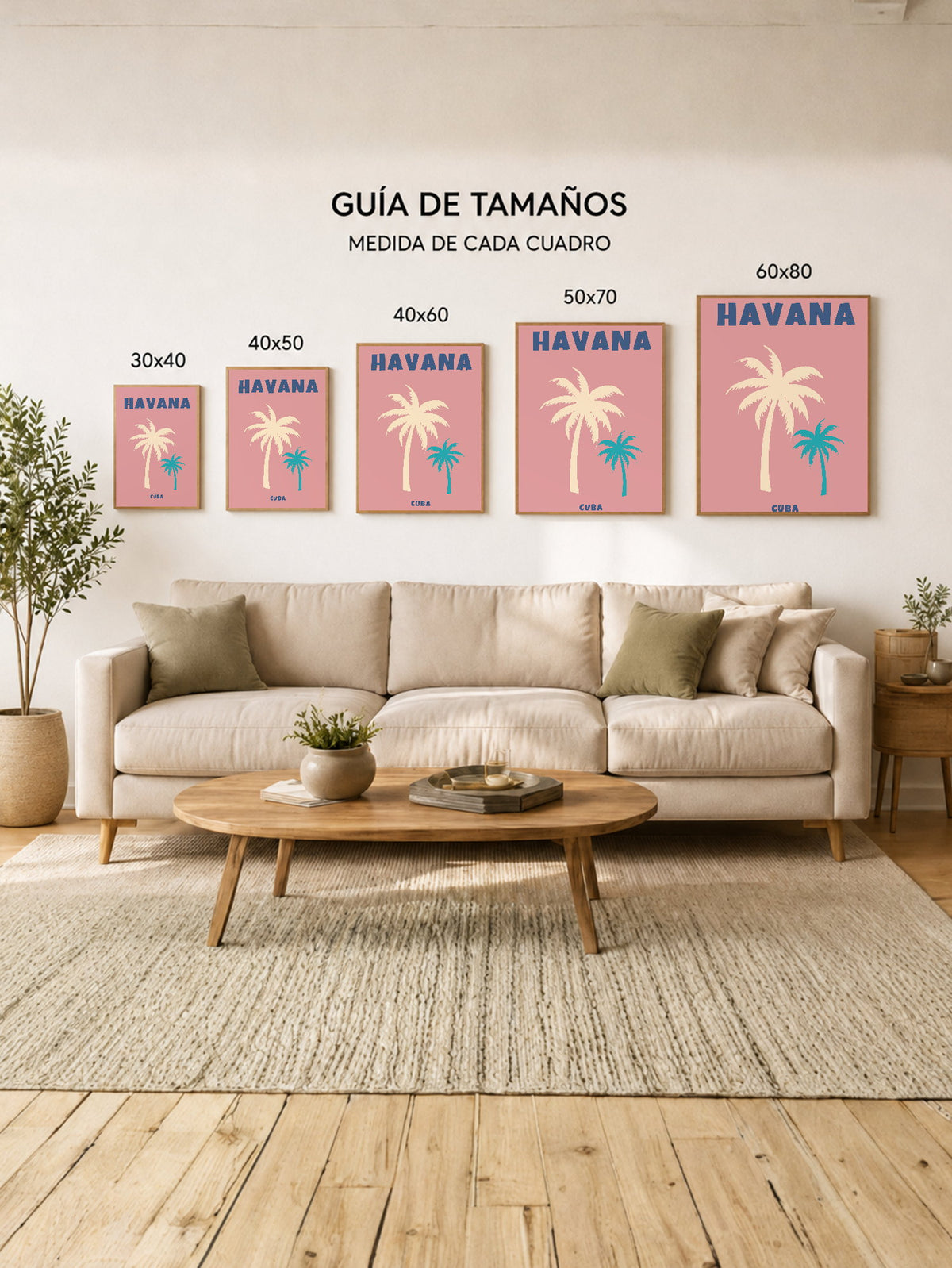 Cuadro Decorativo Travel, La Habana, Cuba, Palmeras Terracota