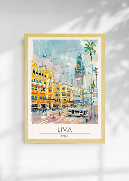 Cuadro Decorativo Travel, Lima, Perú, Ilustración Ciudad