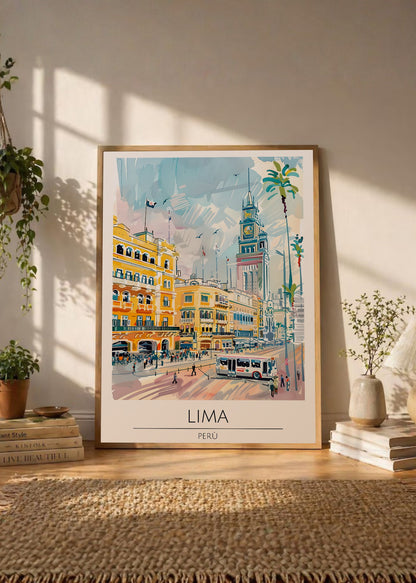 Cuadro Decorativo Travel, Lima, Perú, Ilustración Ciudad