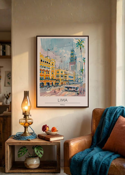 Cuadro Decorativo Travel, Lima, Perú, Ilustración Ciudad