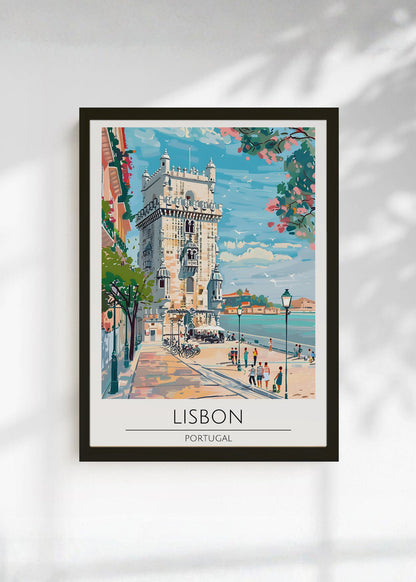 Cuadro Decorativo Travel, Lisboa, Portugal, Ilustración Torre Belém