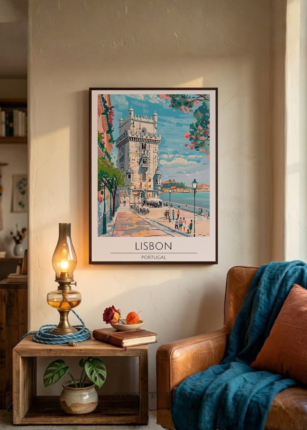 Cuadro Decorativo Travel, Lisboa, Portugal, Ilustración Torre Belém