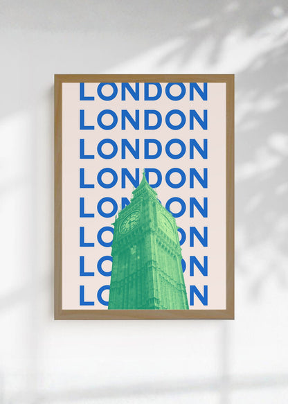 Cuadro Decorativo Travel, Londres Big Ben, UK, Azul Verde
