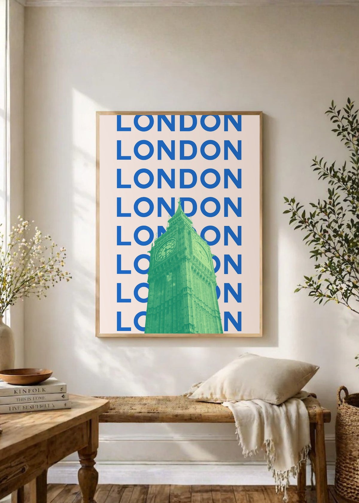 Cuadro Decorativo Travel, Londres Big Ben, UK, Azul Verde