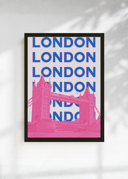 Cuadro Decorativo Travel, Londres Tower Bridge, UK, Azul Rosa