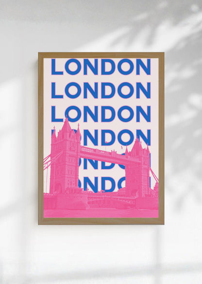 Cuadro Decorativo Travel, Londres Tower Bridge, UK, Azul Rosa