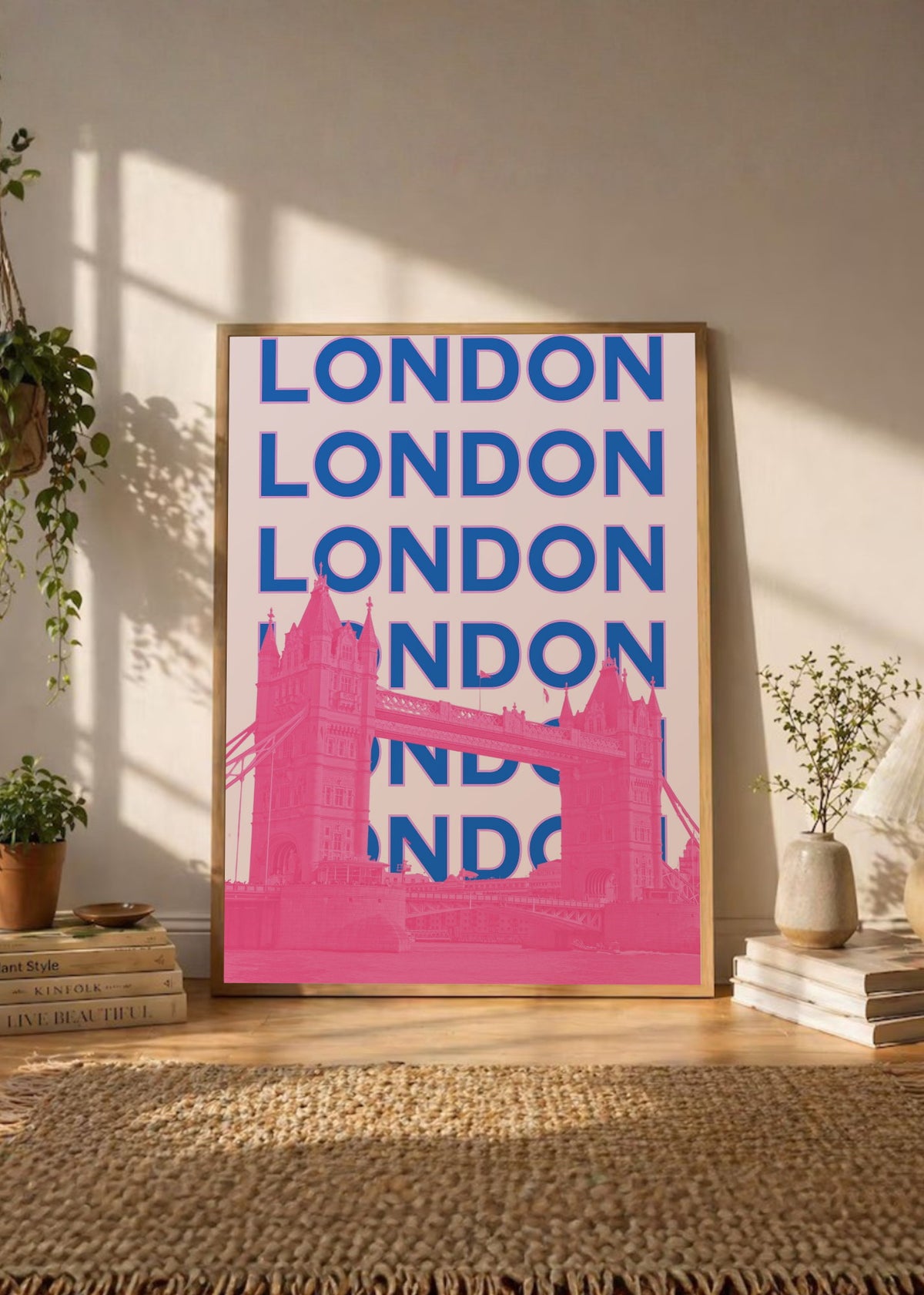 Cuadro Decorativo Travel, Londres Tower Bridge, UK, Azul Rosa