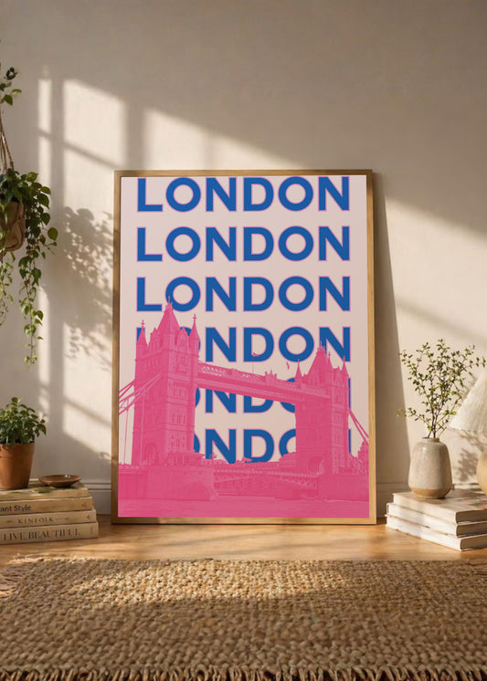 Cuadro Decorativo Travel, Londres Tower Bridge, UK, Azul Rosa