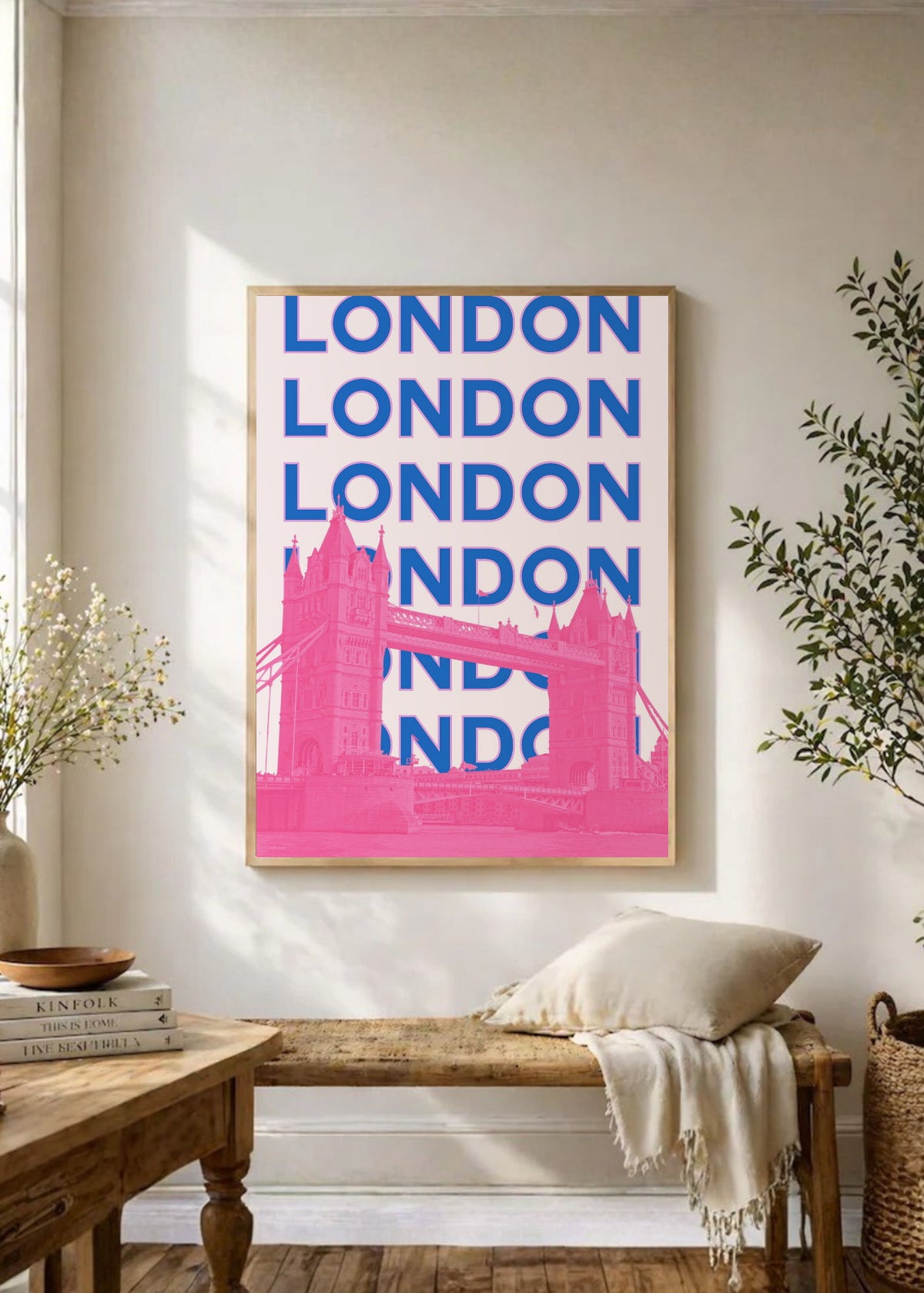 Cuadro Decorativo Travel, Londres Tower Bridge, UK, Azul Rosa
