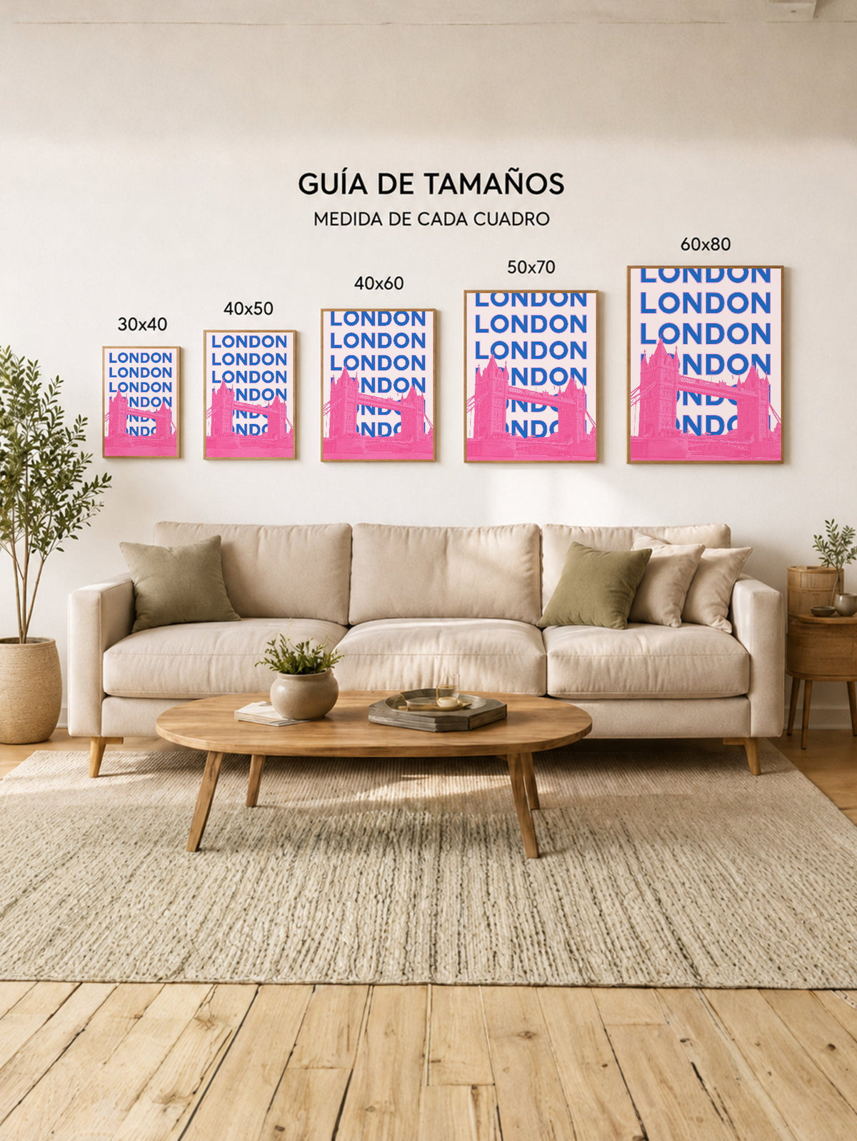 Cuadro Decorativo Travel, Londres Tower Bridge, UK, Azul Rosa