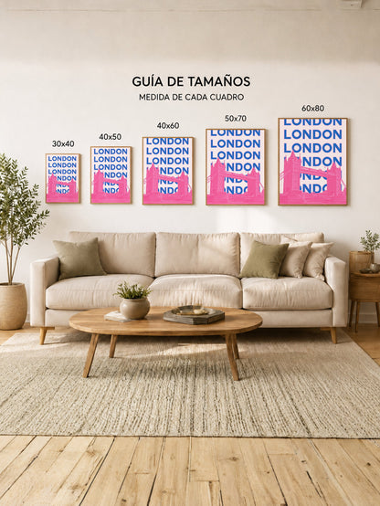 Cuadro Decorativo Travel, Londres Tower Bridge, UK, Azul Rosa