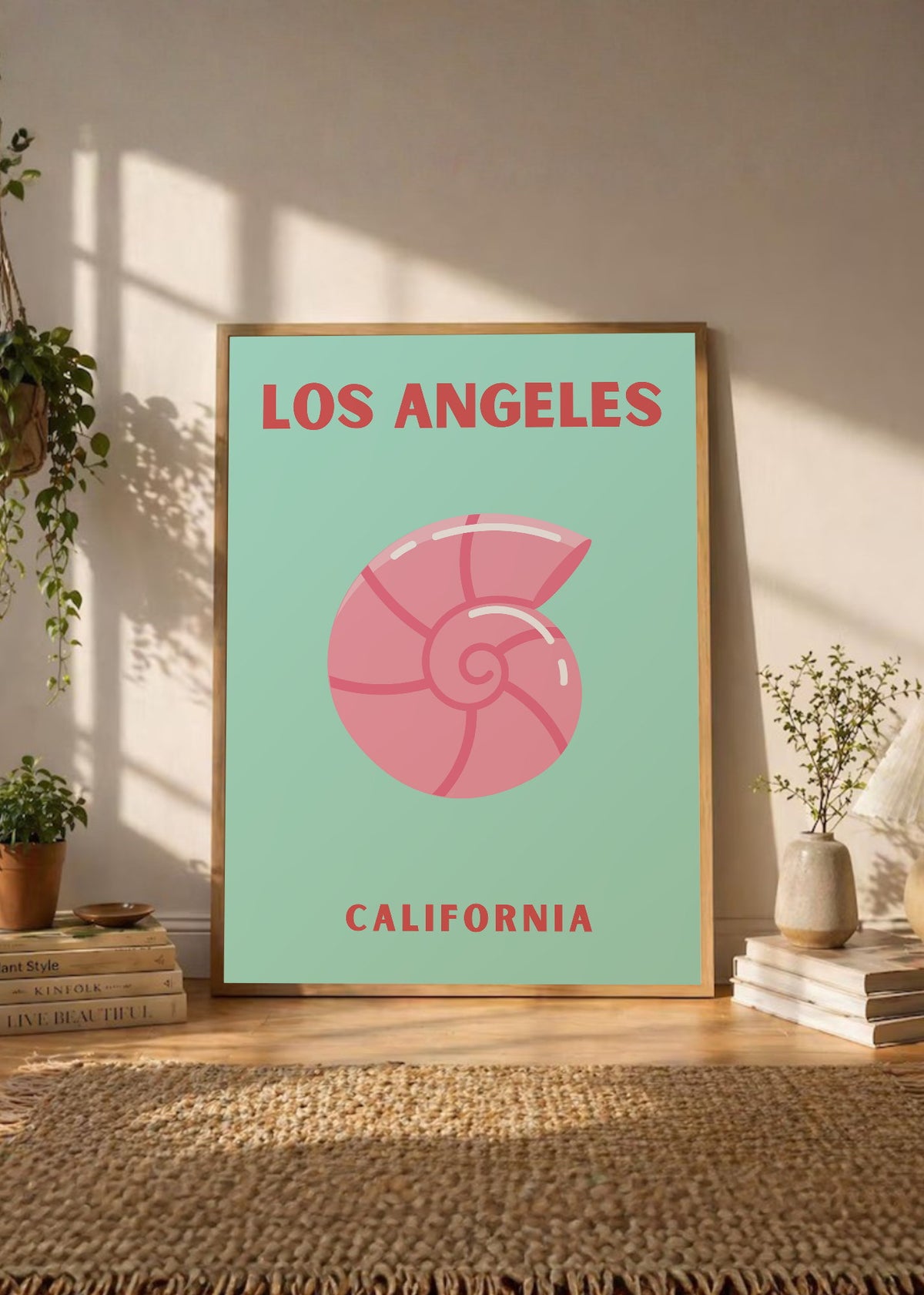 Cuadro Decorativo Travel, Los Ángeles, California, Caracol Menta