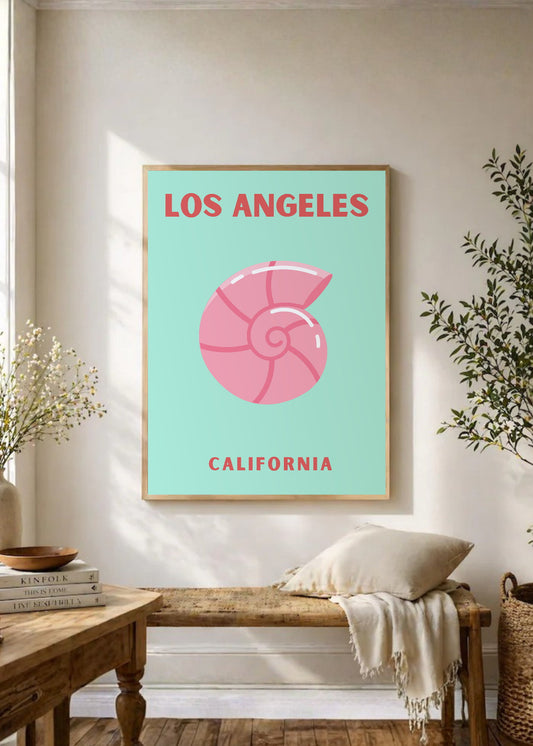 Cuadro Decorativo Travel, Los Ángeles, California, Caracol Menta