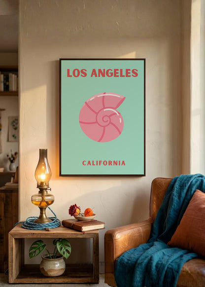 Cuadro Decorativo Travel, Los Ángeles, California, Caracol Menta