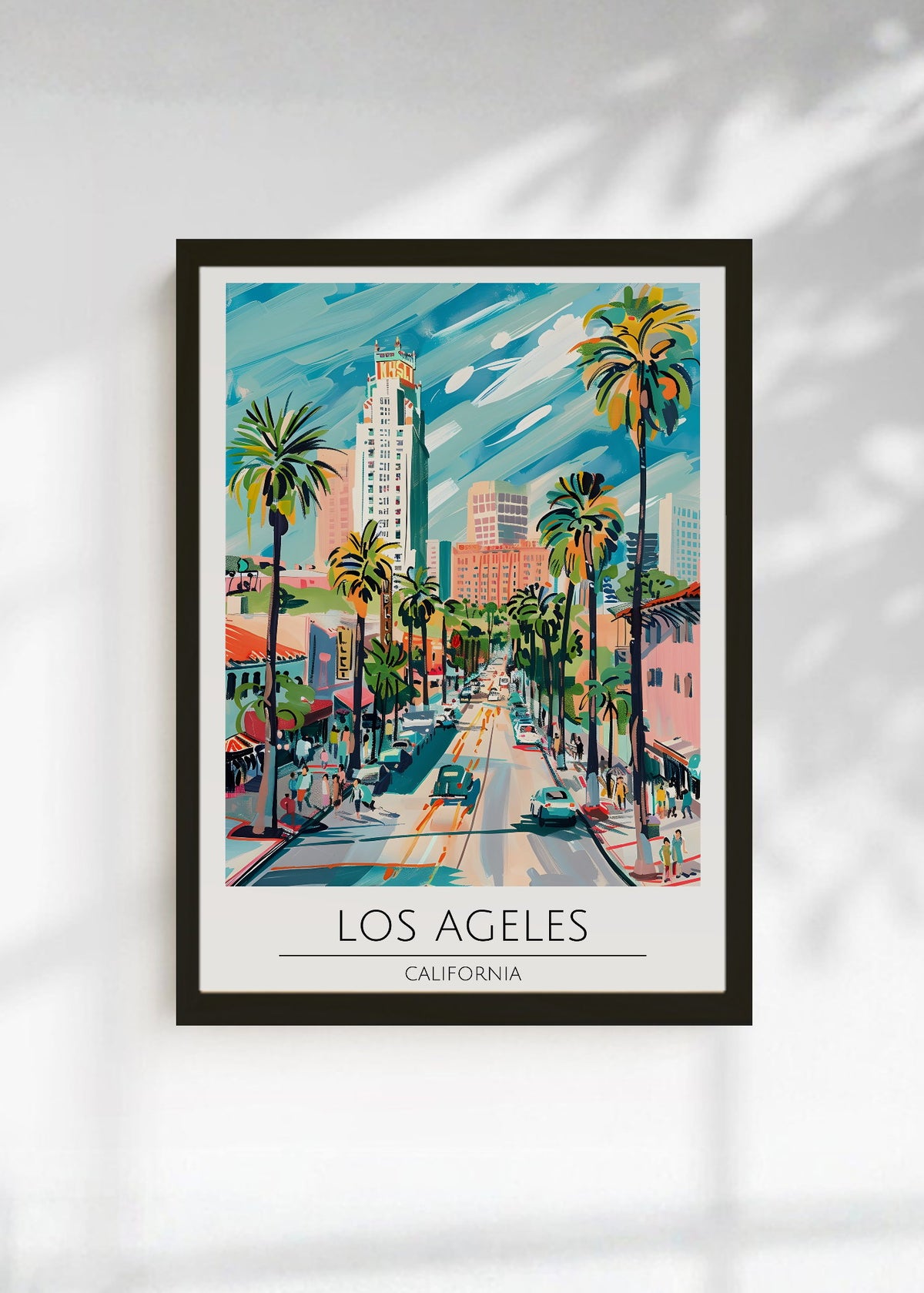 Cuadro Decorativo Travel, Los Ángeles, California, Ilustración Calle