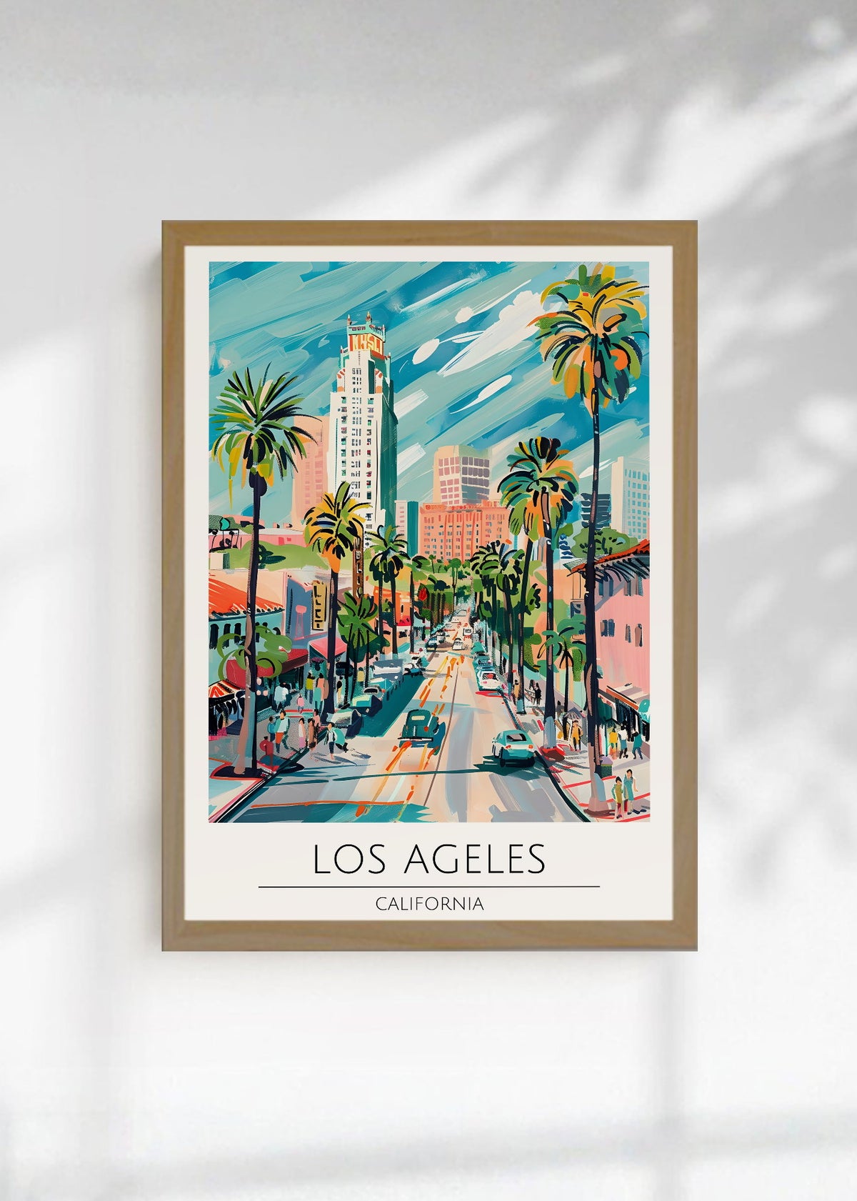 Cuadro Decorativo Travel, Los Ángeles, California, Ilustración Calle